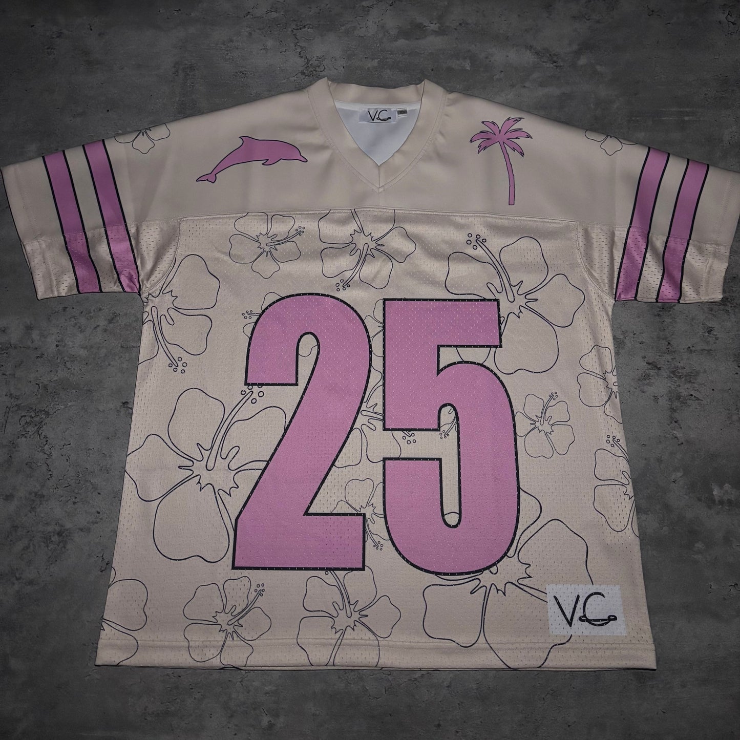 Pink & Cream Hibiscus Jersey