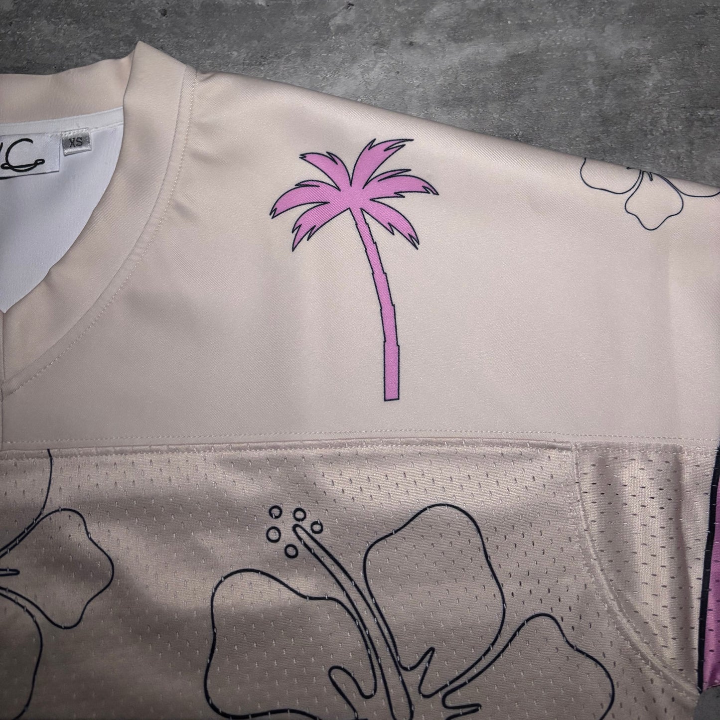 Pink & Cream Hibiscus Jersey