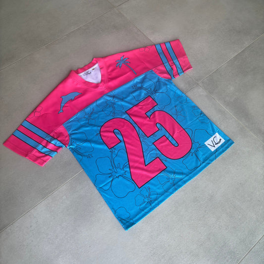 Blue & Pink Hibiscus Jersey
