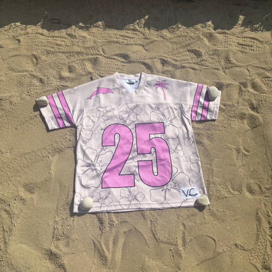 Pink & Cream Hibiscus Jersey